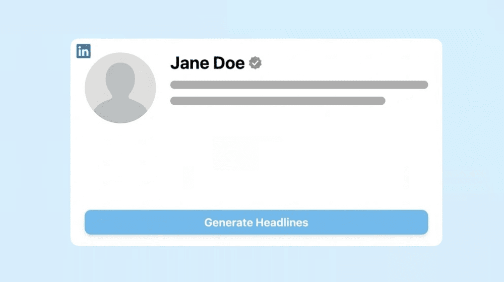 Graphic interface for an AI about me generator featuring skeleton text.