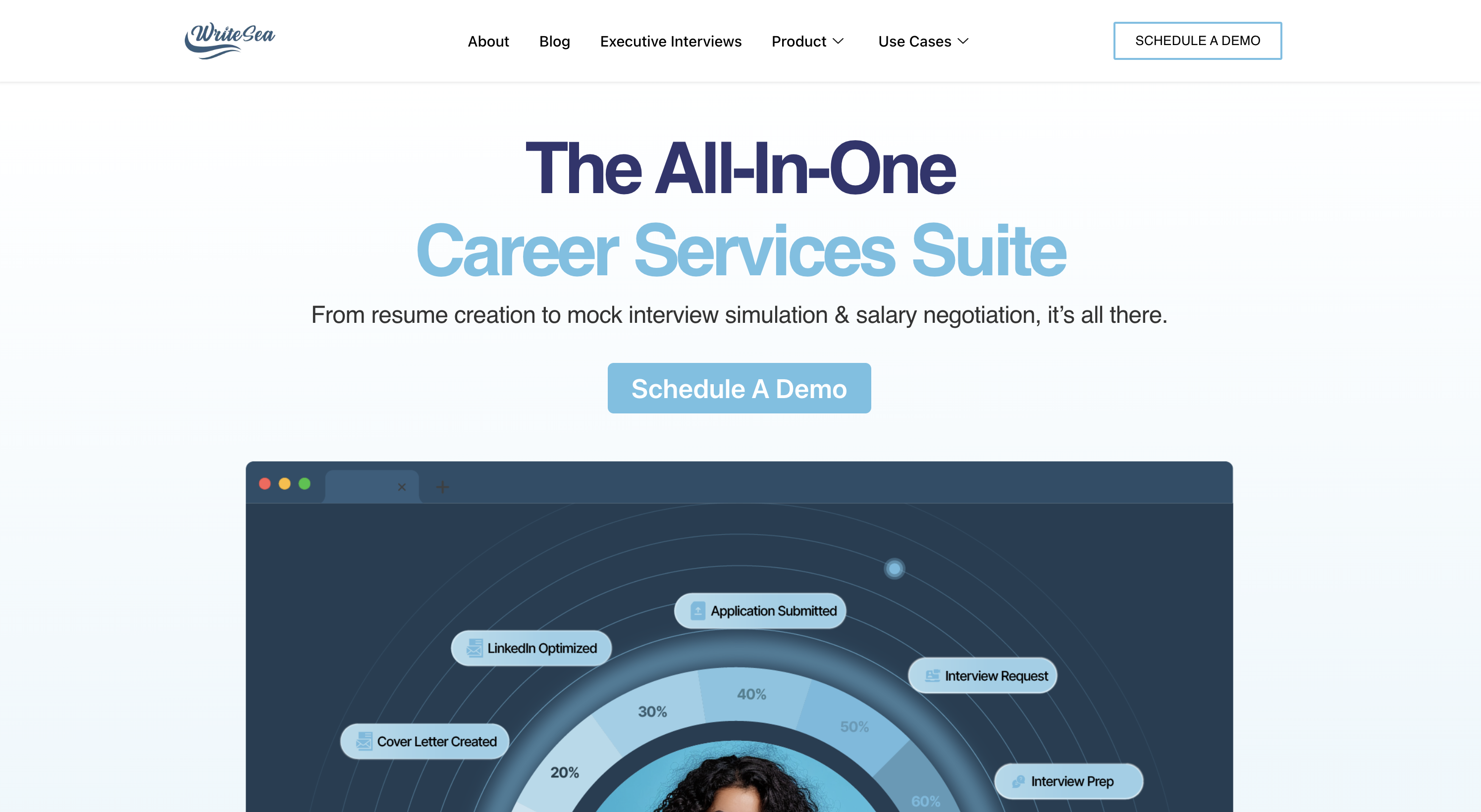 Image of WriteSea AI Resume builder Home page