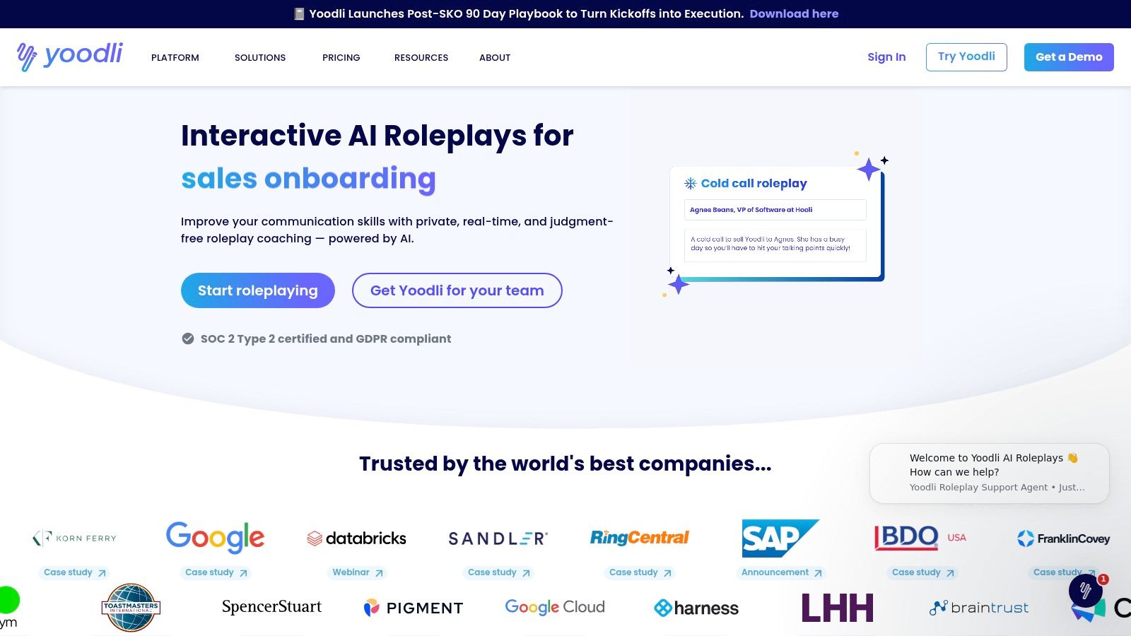 Yoodli AI role-play feature for interview practice