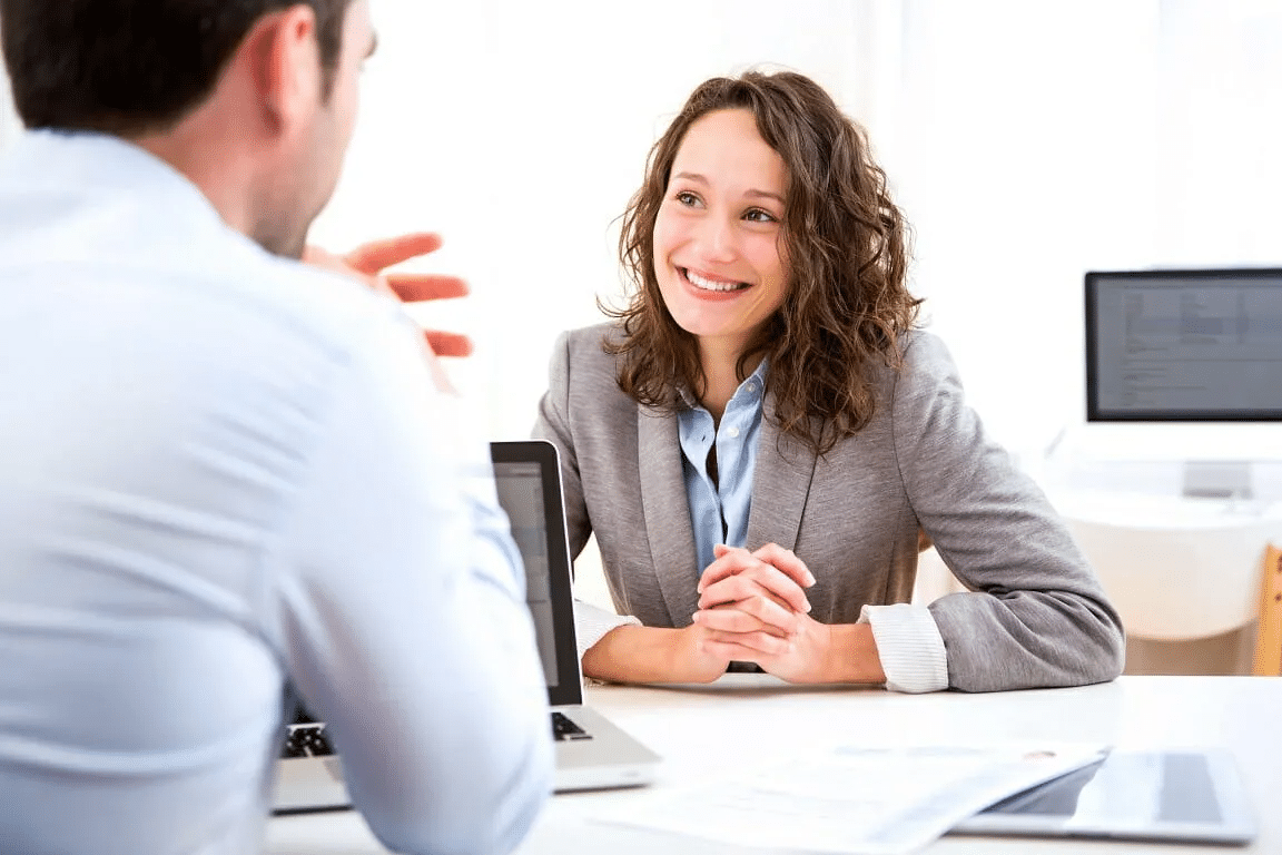 Mock interview image of a women interviewing a candidate