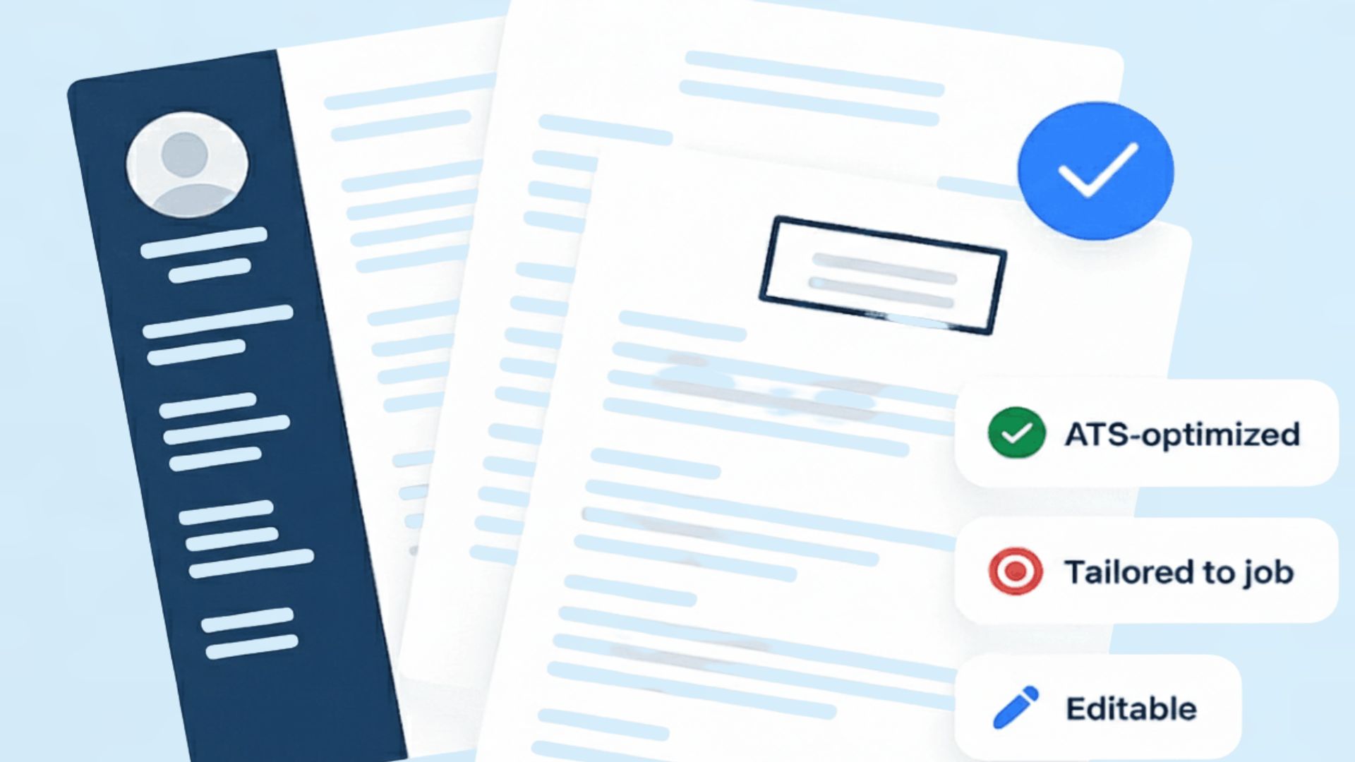 Carte visuelle représentant l'outil de personnalisation de CV, avec un design moderne et minimaliste.