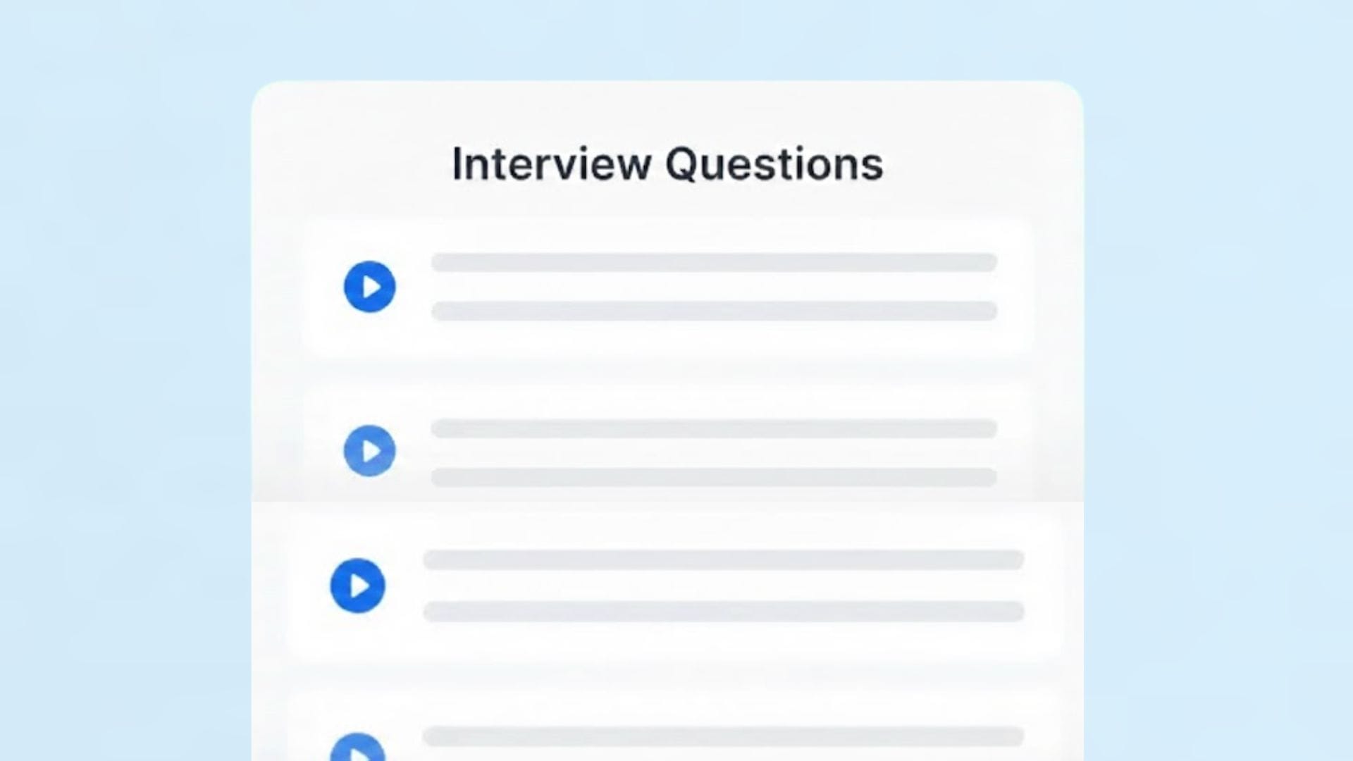 Tarjeta visual de la herramienta Generador de preguntas y respuestas de entrevistas con un diseño de interfaz de usuario limpio.